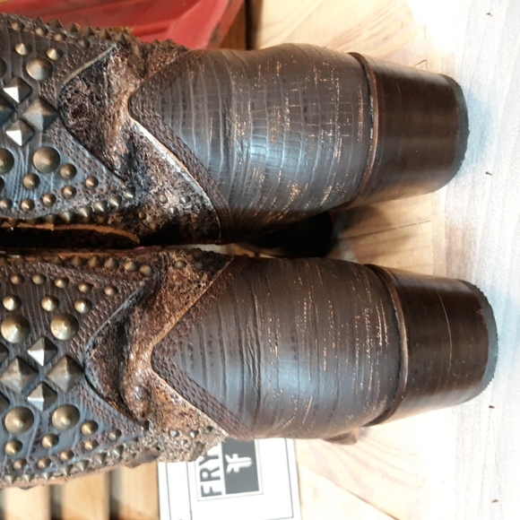SALE!! FRYE Deborah Deco Dark Brown Tall Boots - Picture 9 of 14